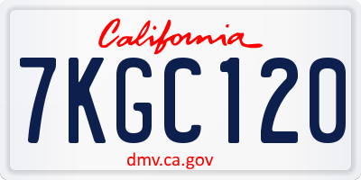 CA license plate 7KGC120