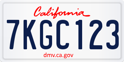 CA license plate 7KGC123