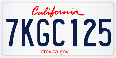 CA license plate 7KGC125
