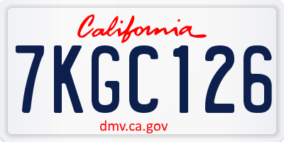 CA license plate 7KGC126