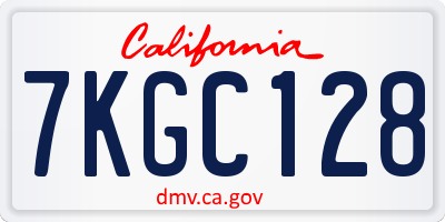CA license plate 7KGC128