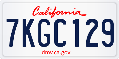 CA license plate 7KGC129