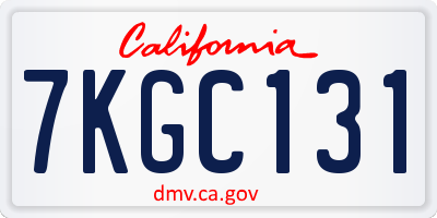 CA license plate 7KGC131