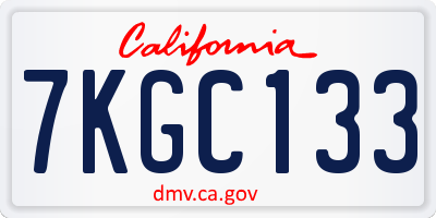 CA license plate 7KGC133