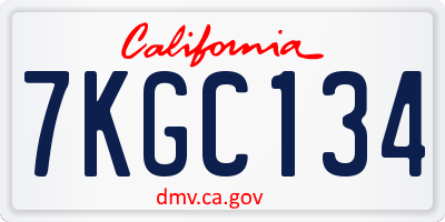CA license plate 7KGC134