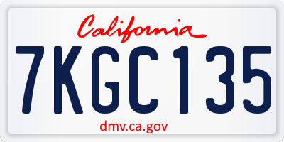CA license plate 7KGC135