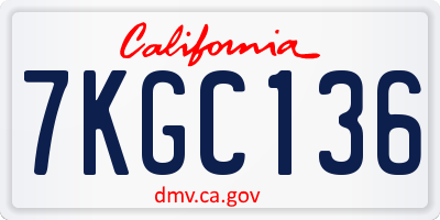 CA license plate 7KGC136