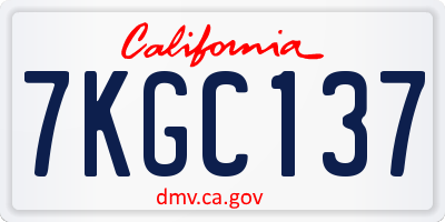 CA license plate 7KGC137