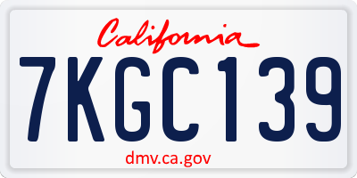 CA license plate 7KGC139