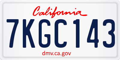 CA license plate 7KGC143