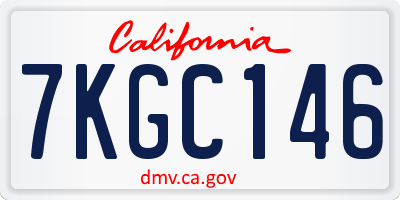 CA license plate 7KGC146