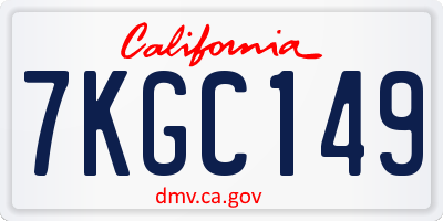 CA license plate 7KGC149