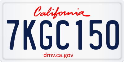 CA license plate 7KGC150