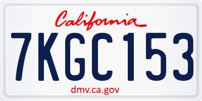 CA license plate 7KGC153