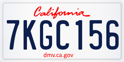 CA license plate 7KGC156