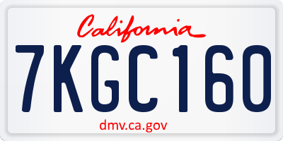 CA license plate 7KGC160
