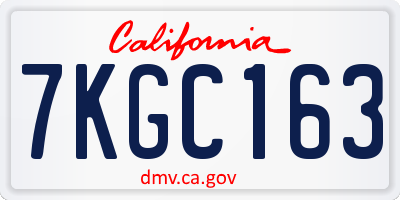 CA license plate 7KGC163