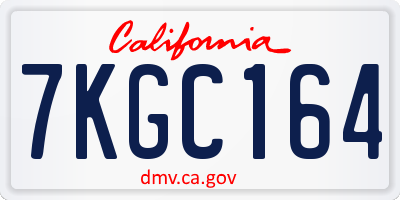 CA license plate 7KGC164