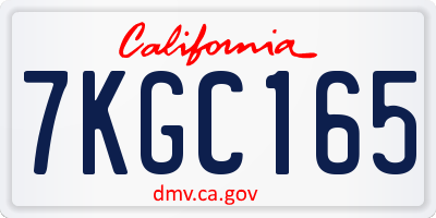 CA license plate 7KGC165