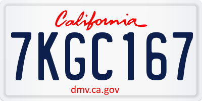 CA license plate 7KGC167