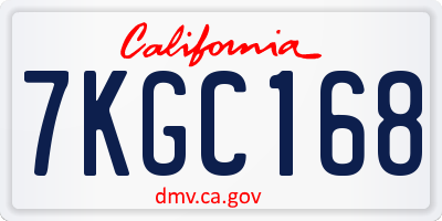 CA license plate 7KGC168