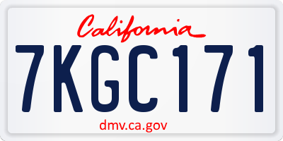 CA license plate 7KGC171