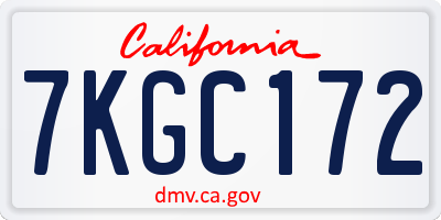 CA license plate 7KGC172