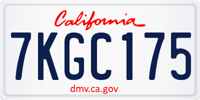 CA license plate 7KGC175