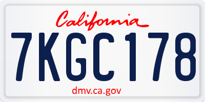 CA license plate 7KGC178