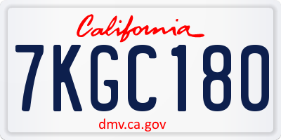 CA license plate 7KGC180