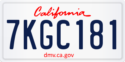 CA license plate 7KGC181
