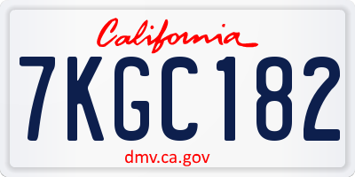 CA license plate 7KGC182