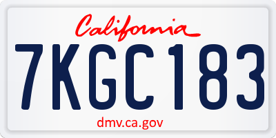 CA license plate 7KGC183