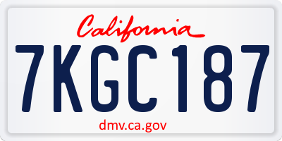 CA license plate 7KGC187
