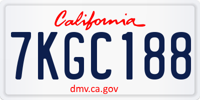 CA license plate 7KGC188