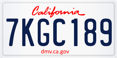 CA license plate 7KGC189