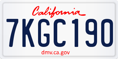 CA license plate 7KGC190