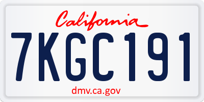CA license plate 7KGC191