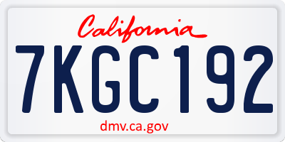 CA license plate 7KGC192