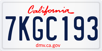 CA license plate 7KGC193