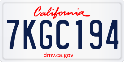 CA license plate 7KGC194