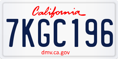 CA license plate 7KGC196