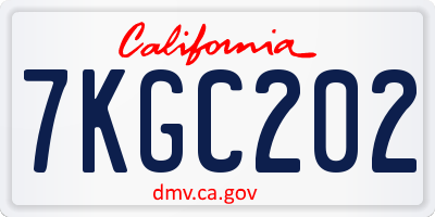 CA license plate 7KGC202