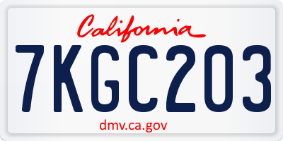 CA license plate 7KGC203