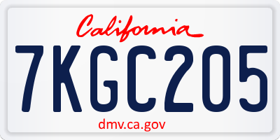 CA license plate 7KGC205
