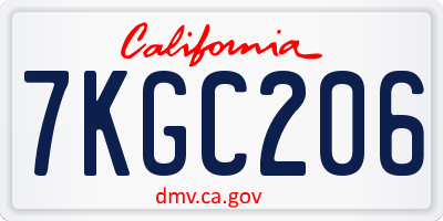 CA license plate 7KGC206