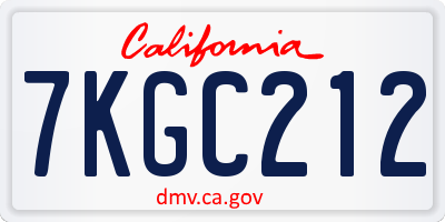 CA license plate 7KGC212
