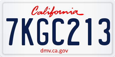 CA license plate 7KGC213