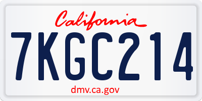 CA license plate 7KGC214