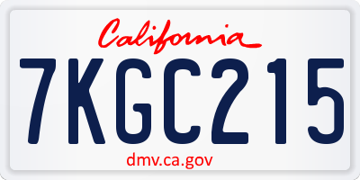 CA license plate 7KGC215